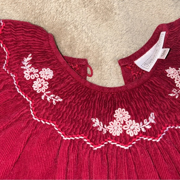 Fantaisic Kids Red Corduroy Smocked Dress - 12mth - Picture 3 of 4